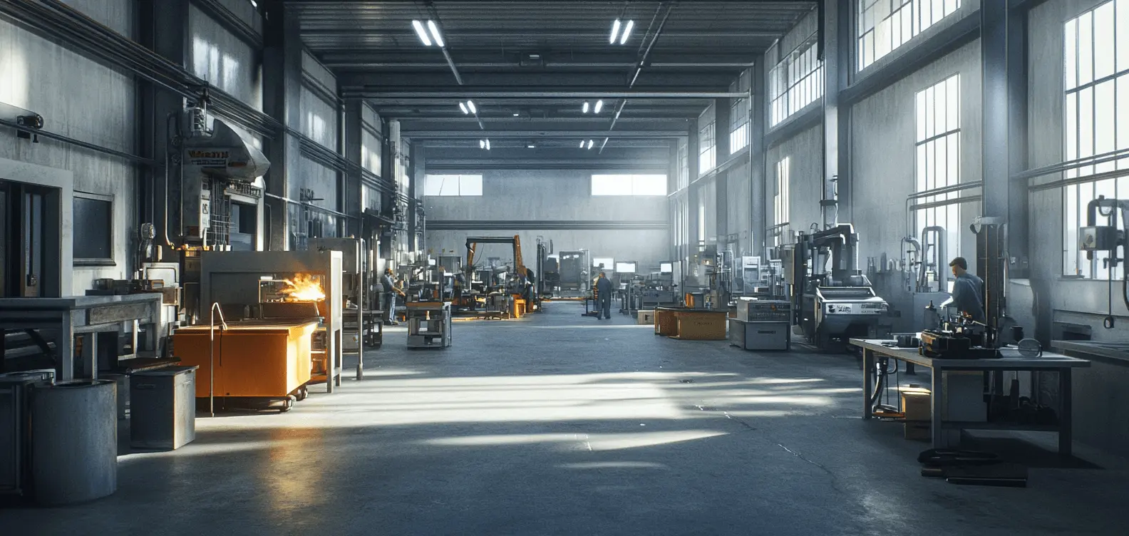 Industrial metal fabrication shop interior